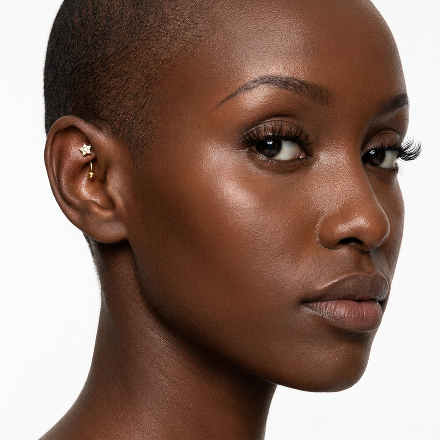 Piercing con stella di zirconi in Titanio G23 - Piercing per Rook, snug, eyebrow