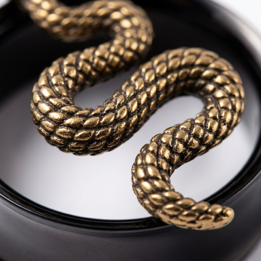 Dilatatore nero con serpente in Acciaio Inox - Piercing per Lobo