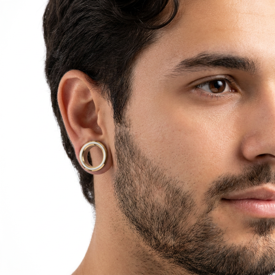 Dilatatore con fascia oro in Acciaio Inox - Piercing per Lobo