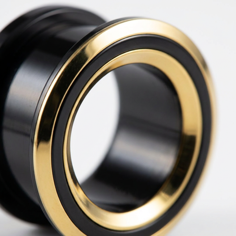Dilatatore nero con doppia fascia oro in Acciaio Inox  - Piercing per Lobo