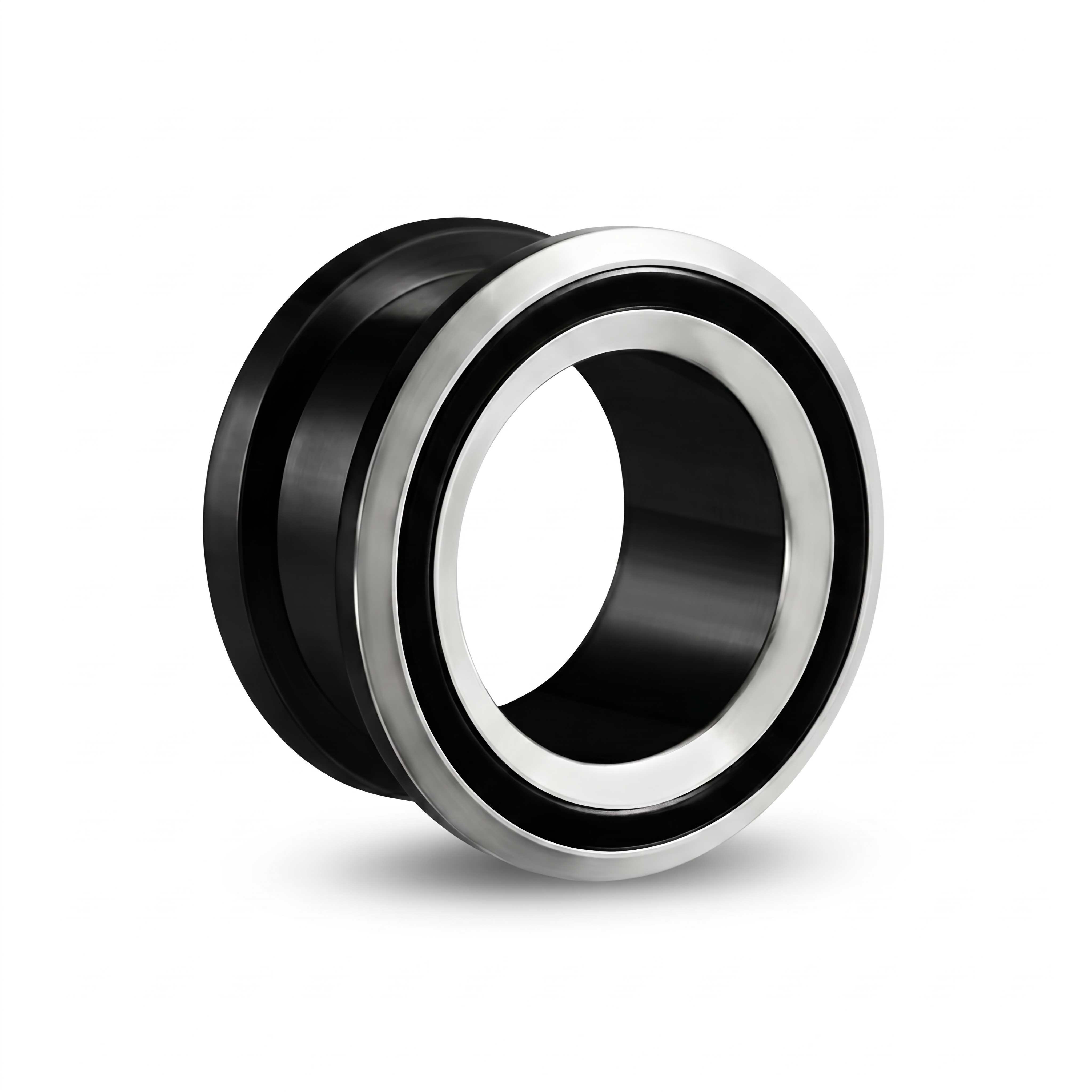 Dilatatore nero con fascia argentata in Acciaio Inox - Piercing per Lobo