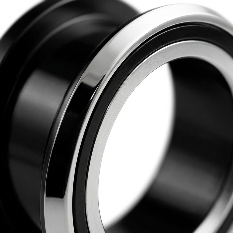 Dilatatore nero con fascia argentata in Acciaio Inox - Piercing per Lobo