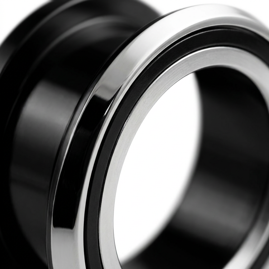 Dilatatore nero con fascia argentata in Acciaio Inox - Piercing per Lobo