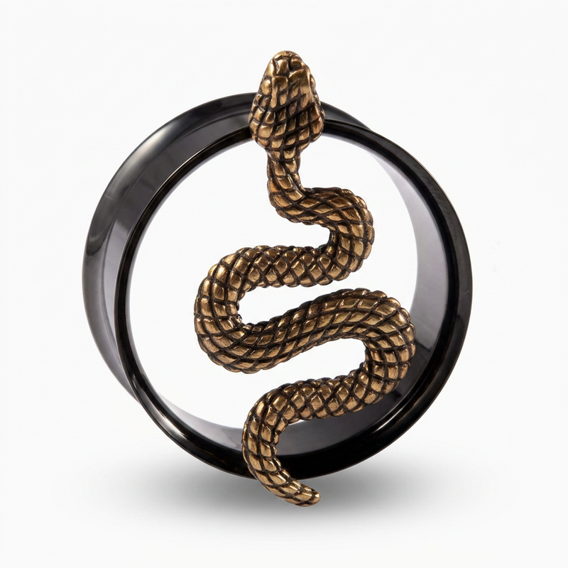 Dilatatore nero con serpente in Acciaio Inox - Piercing per Lobo