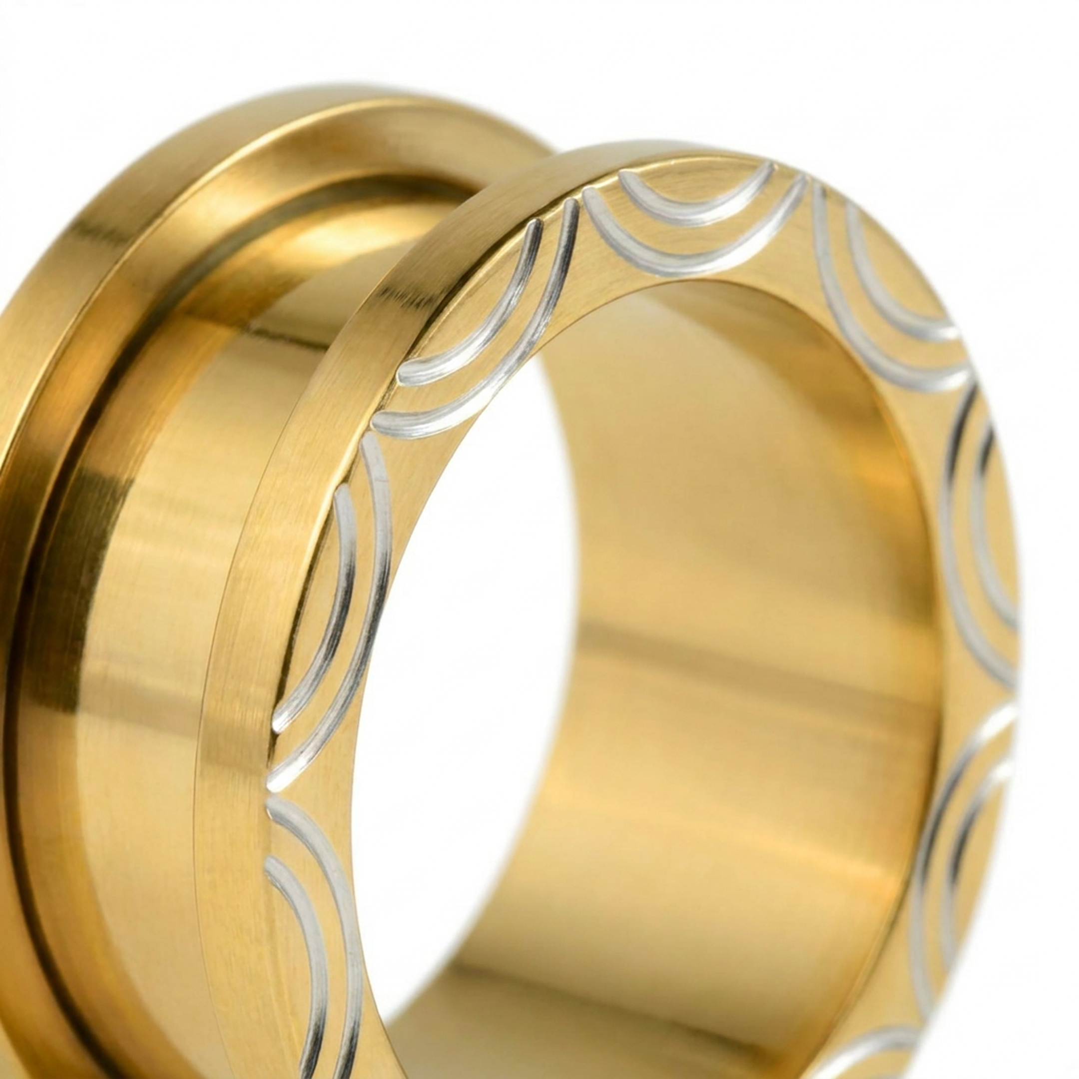 Dilatatore con fasce bianche in Acciaio Inox - Piercing per Lobo