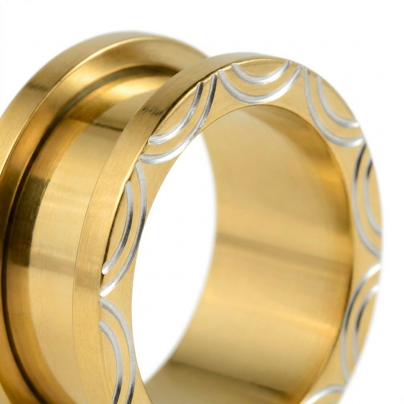 Dilatatore con fasce bianche in Acciaio Inox - Piercing per Lobo