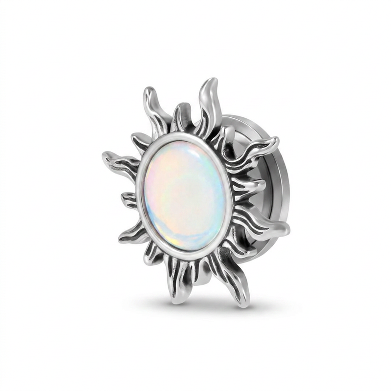 Dilatatore a forma di sole con opale in Acciaio Inox - Piercing per Lobo