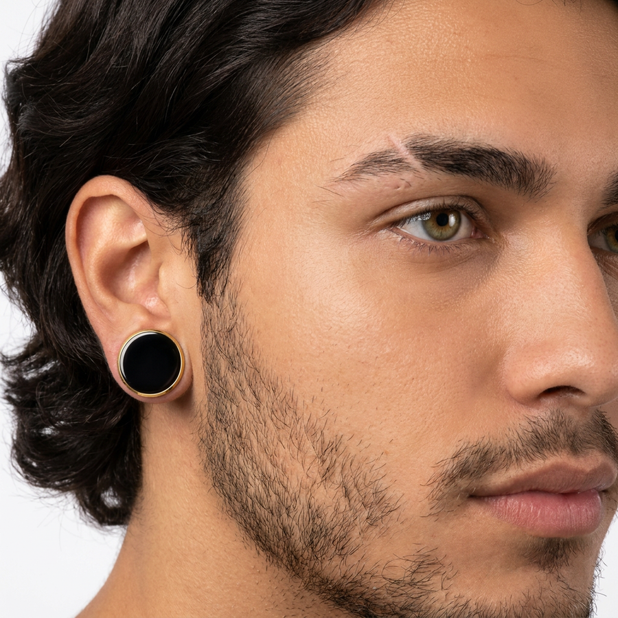 Dilatatore nero con fascia oro in Acciaio Inox - Piercing per Lobo