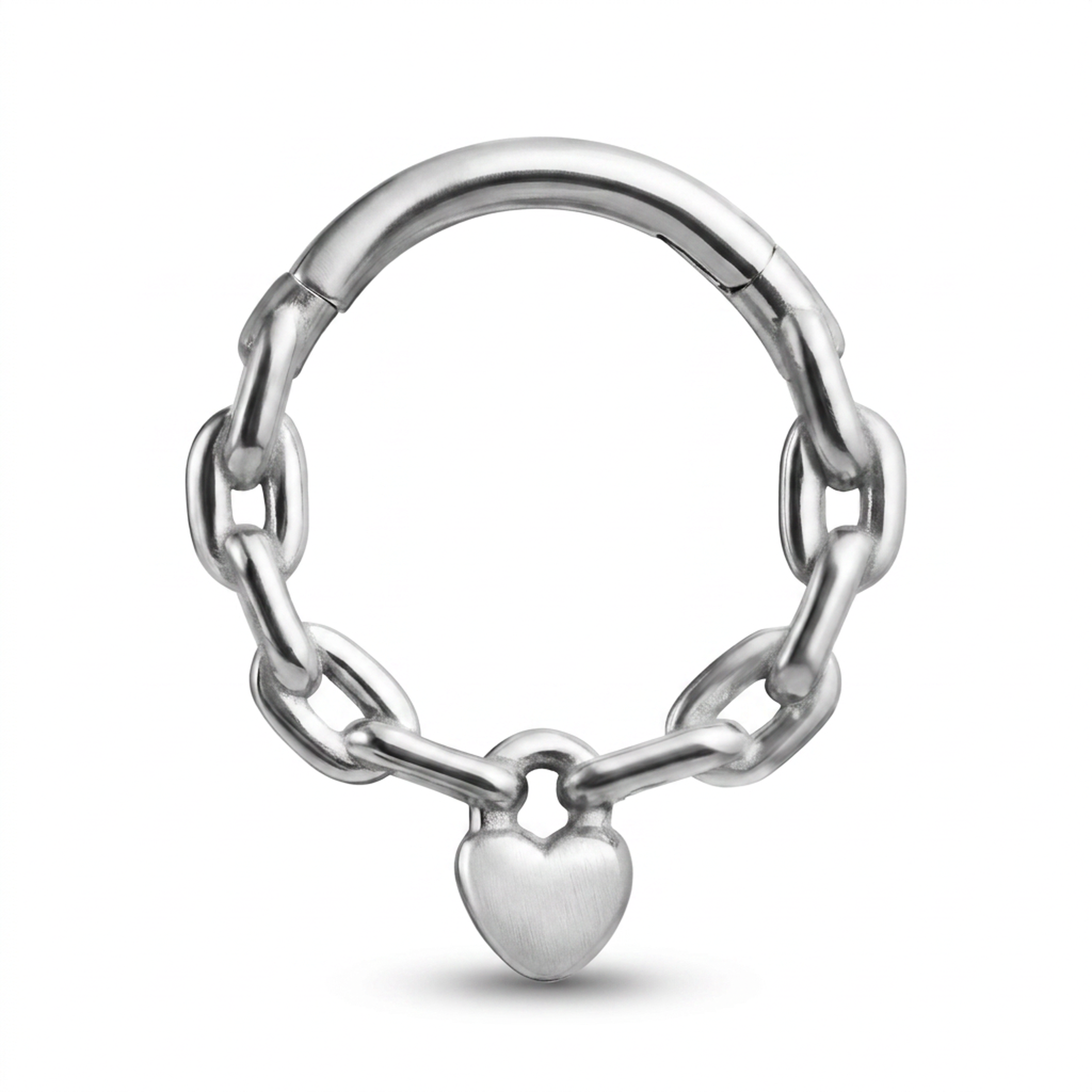 Piercing con catena e cuore pendente in Acciaio Chirurgico 316L - Piercing per lobo, helix, daith, septum