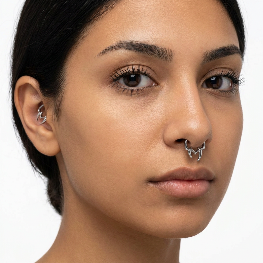 Cerchietto con teschio in Acciaio Chirurgico 316L - Piercing per lobo, helix, daith, septum