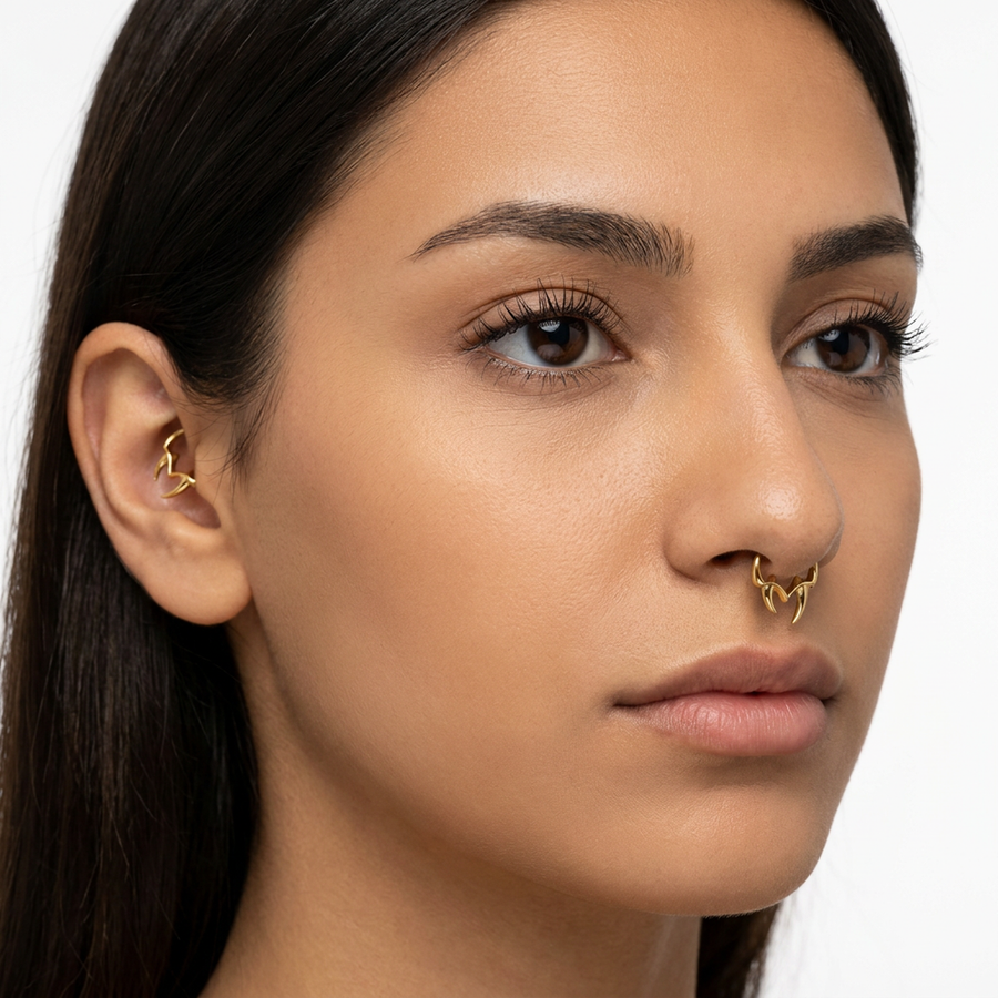 Cerchietto con teschio in Acciaio Chirurgico 316L - Piercing per lobo, helix, daith, septum
