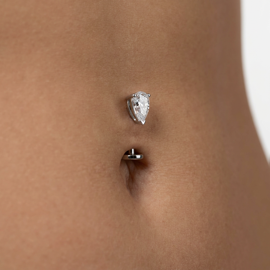 Piercing con zircone in Titanio G23 - Piercing per floating navel