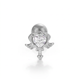 Piercing con cuore zirconi in Acciaio Chirurgico 316L - Piercing per lobo, helix, forward helix, conch, flat, tragus