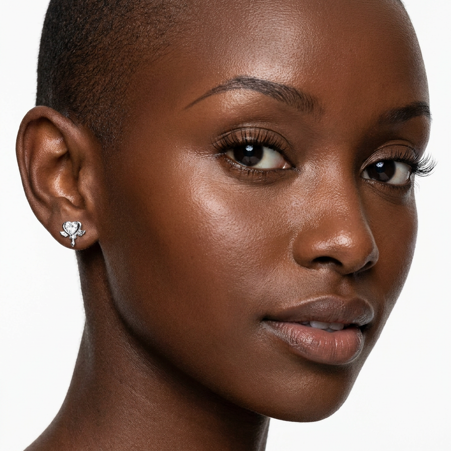 Piercing con cuore zirconi in Acciaio Chirurgico 316L - Piercing per lobo, helix, forward helix, conch, flat, tragus