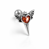 Piercing con cuore rosso zirconato in Acciaio Chirurgico 316L - Piercing per lobo, helix, forward helix, conch, flat, tragus