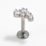 Piercing con cinque zirconi in acciaio chirurgico 316L - Piercing per lobo, helix, forward helix, conch, flat, tragus