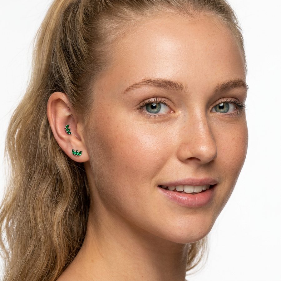 Piercing con zirconi in Titanio G23- Piercing per Lobo, helix, forward helix, conch, flat, tragus