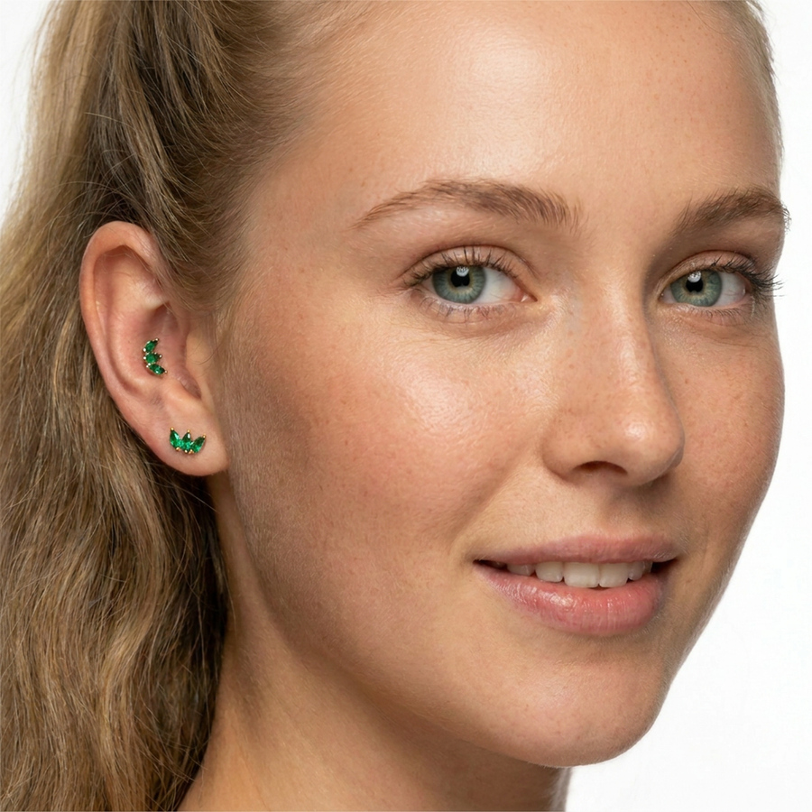 Piercing con zirconi in Titanio G23- Piercing per Lobo, helix, forward helix, conch, flat, tragus