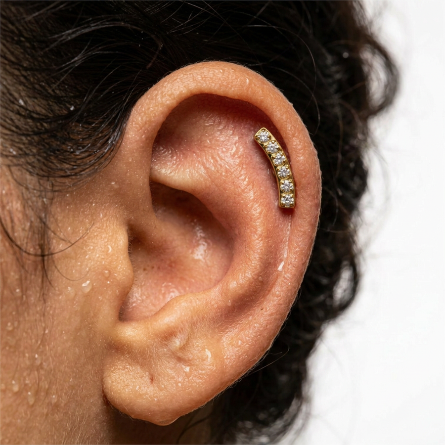 Piercing con zirconi in Titanio G23- Piercing per Lobo, helix, forward helix, conch, flat, tragus