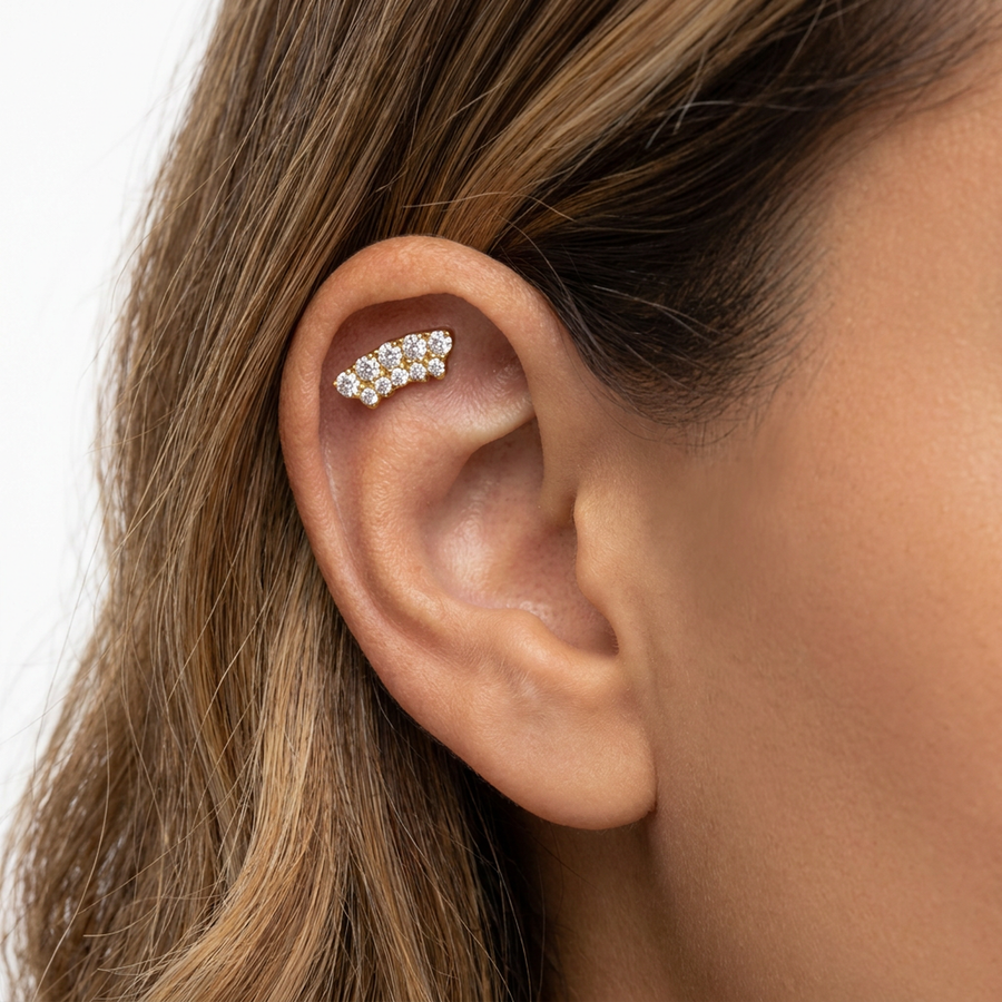 Piercing con zirconi in Titanio G23- Piercing per Lobo, helix, forward helix, conch, flat, tragus