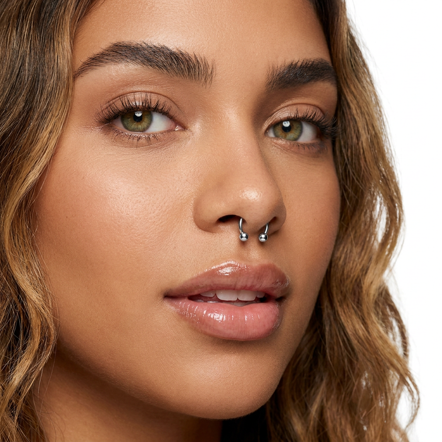 Piercing mezzo cerchio con palline in Titanio F136- Piercing per orecchio