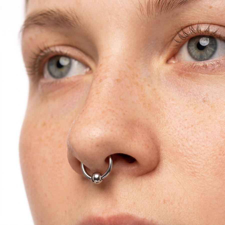Cerchietto clicker con pallina in Titanio F136 - Piercing per orecchio, naso, labbra, sopracciglio