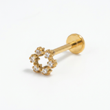Piercing con fiore di zirconi in Acciaio Chirurgico 316L - Piercing per lobo, helix, forward helix, conch, flat, tragus