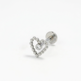 Piercing con cuore di palline e zircone in Acciaio Chirurgico 316L - Piercing per lobo, helix, forward helix, conch, flat, tragus