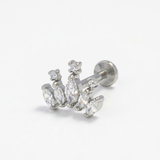 Piercing con zirconi in acciaio chirurgico 316L - Piercing per lobo, helix, forward helix, conch, flat, tragus