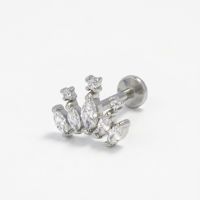 Piercing con zirconi in acciaio chirurgico 316L - Piercing per lobo, helix, forward helix, conch, flat, tragus