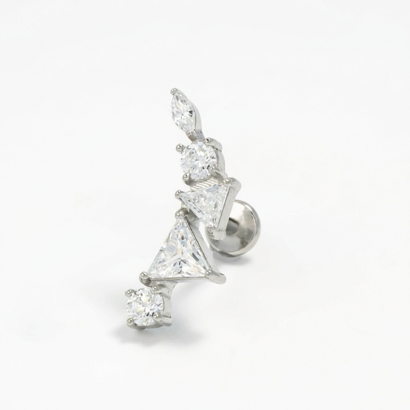 Piercing con zirconi in Acciaio Chirurgico 316L - Piercing per lobo, helix, forward helix, conch, flat, tragus