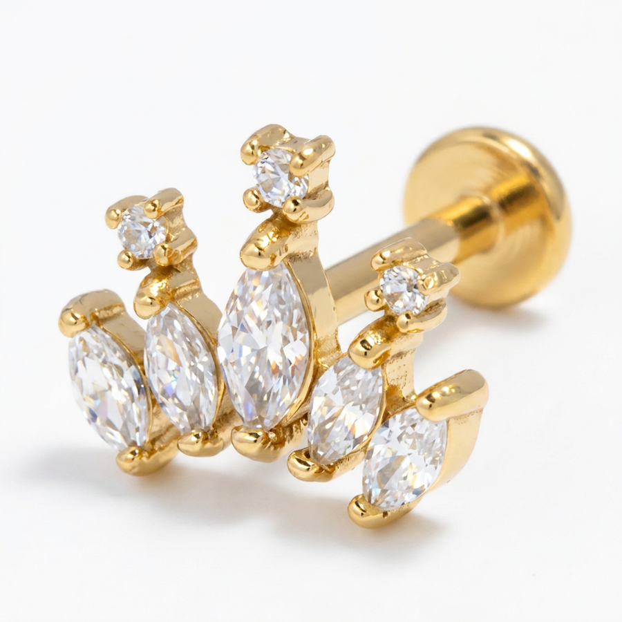 Piercing con zirconi in acciaio chirurgico 316L - Piercing per lobo, helix, forward helix, conch, flat, tragus