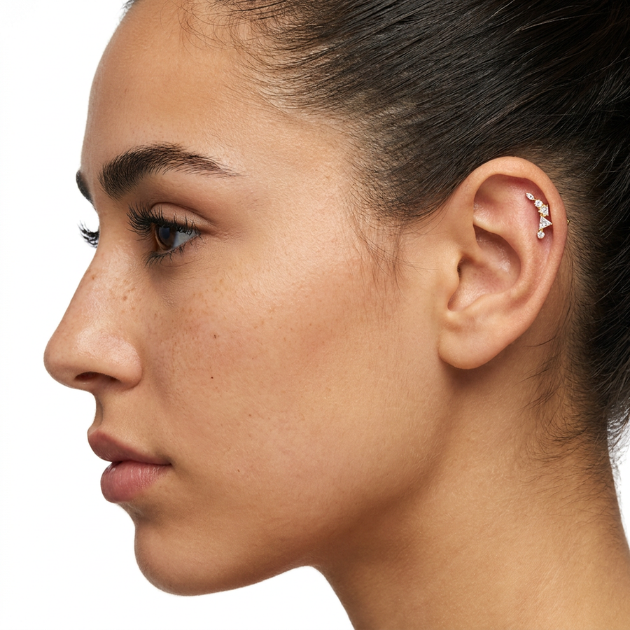 Piercing con zirconi in Acciaio Chirurgico 316L - Piercing per lobo, helix, forward helix, conch, flat, tragus