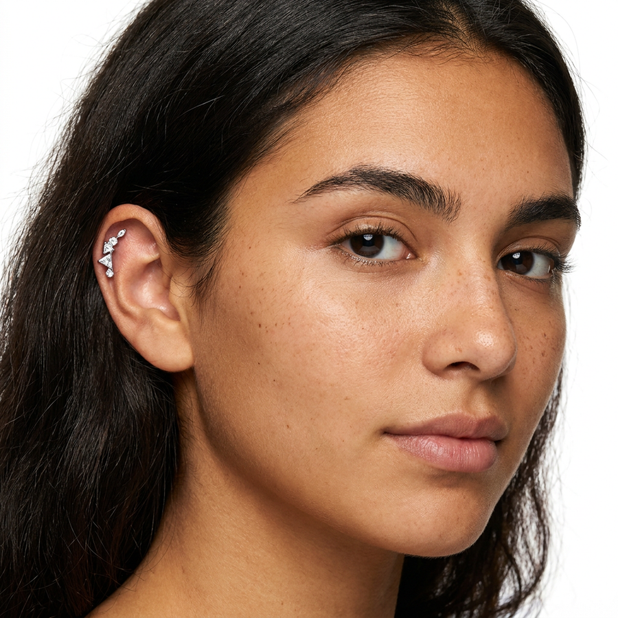 Piercing con zirconi in Acciaio Chirurgico 316L - Piercing per lobo, helix, forward helix, conch, flat, tragus
