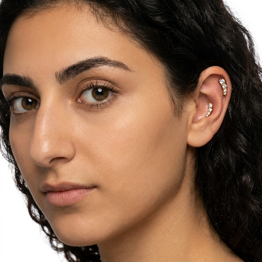 Piercing con zirconi in acciaio chirurgico 316L - Piercing per lobo, helix, forward helix, conch, flat, tragus