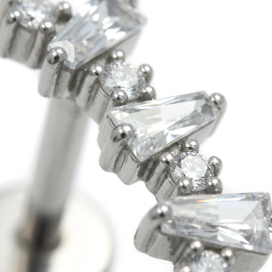Piercing con zirconi in acciaio chirurgico 316L - Piercing per lobo, helix, forward helix, conch, flat, tragus