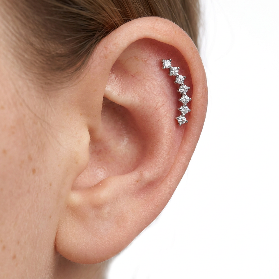 Piercing con zirconi in acciaio chirurgico 316L - Piercing per lobo, helix, forward helix, conch, flat, tragus