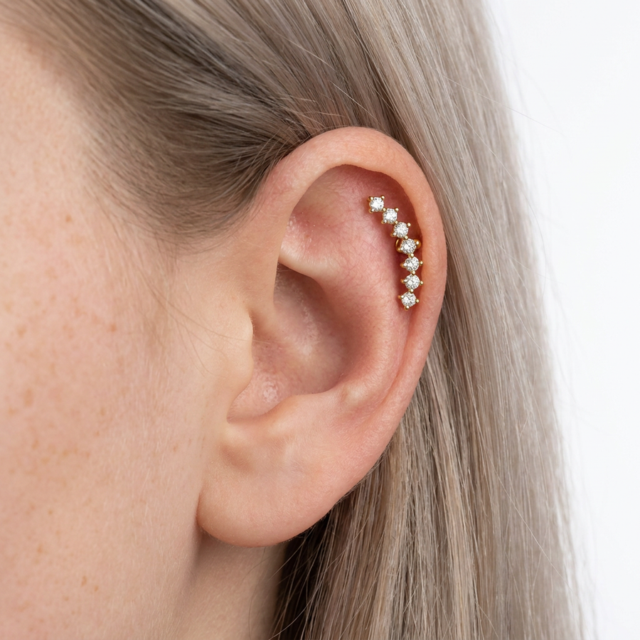 Piercing con zirconi in acciaio chirurgico 316L - Piercing per lobo, helix, forward helix, conch, flat, tragus