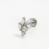 Piercing con ramoscello e zirconi in Acciaio Chirurgico 316L - Piercing per lobo, helix, forward helix, conch, flat, tragus