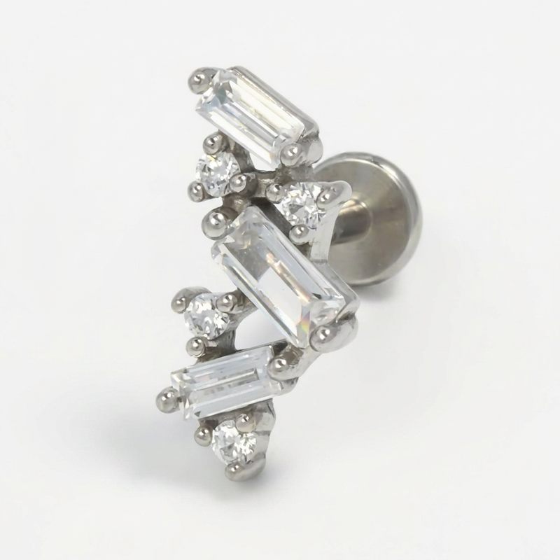 Piercing con zirconi in acciaio chirurgico 316L - Piercing per lobo, helix, forward helix, conch, flat, tragus