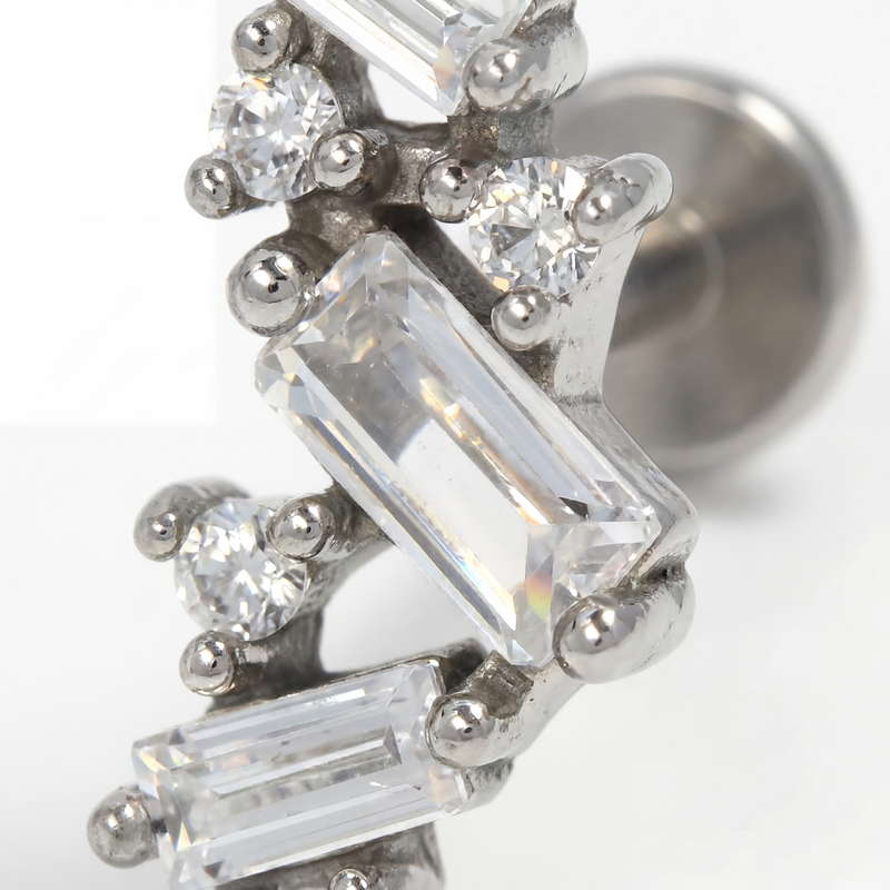 Piercing con zirconi in acciaio chirurgico 316L - Piercing per lobo, helix, forward helix, conch, flat, tragus