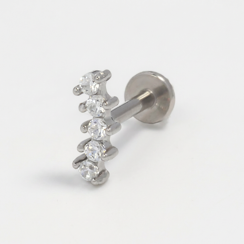 Piercing con zirconi in acciaio chirurgico 316L - Piercing per lobo, helix, forward helix, conch, flat, tragus