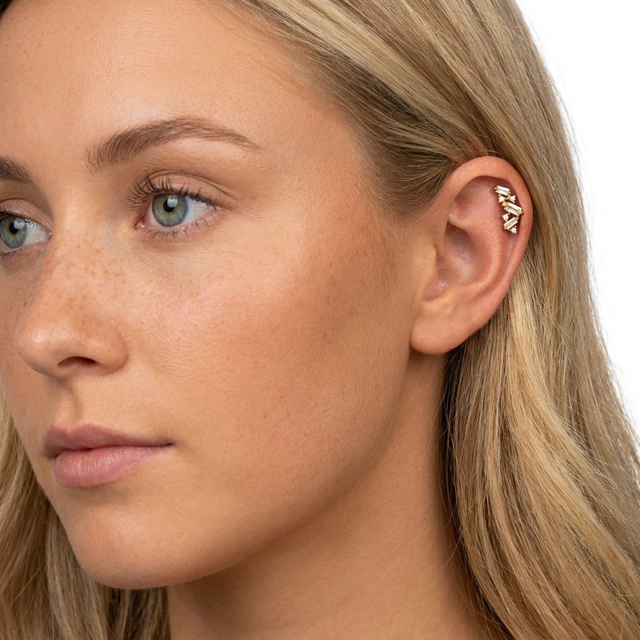 Piercing con zirconi in acciaio chirurgico 316L - Piercing per lobo, helix, forward helix, conch, flat, tragus