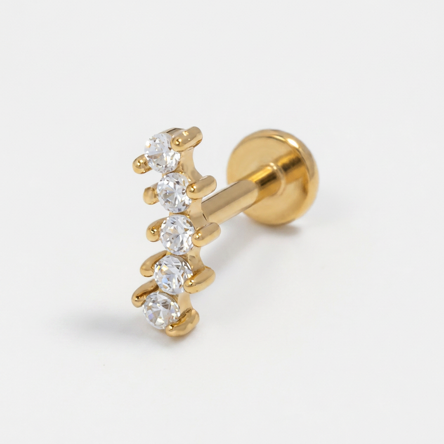 Piercing con zirconi in acciaio chirurgico 316L - Piercing per lobo, helix, forward helix, conch, flat, tragus