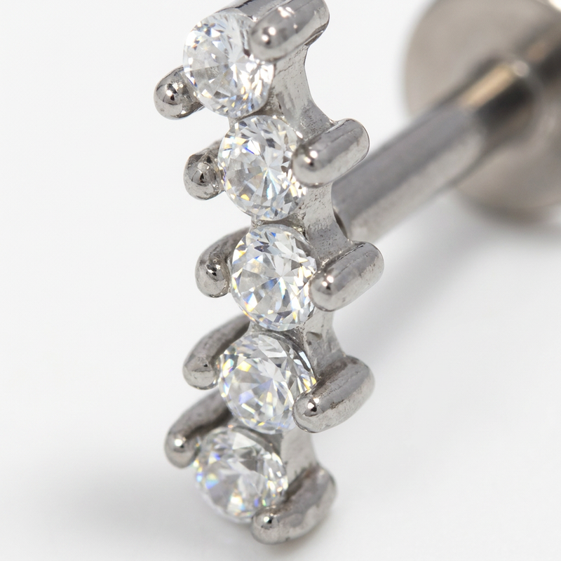 Piercing con zirconi in acciaio chirurgico 316L - Piercing per lobo, helix, forward helix, conch, flat, tragus