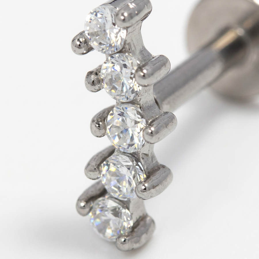 Piercing con zirconi in acciaio chirurgico 316L - Piercing per lobo, helix, forward helix, conch, flat, tragus