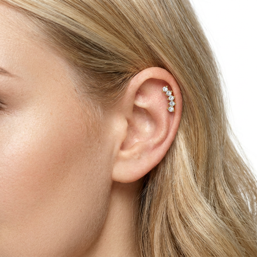Piercing con zirconi in acciaio chirurgico 316L - Piercing per lobo, helix, forward helix, conch, flat, tragus