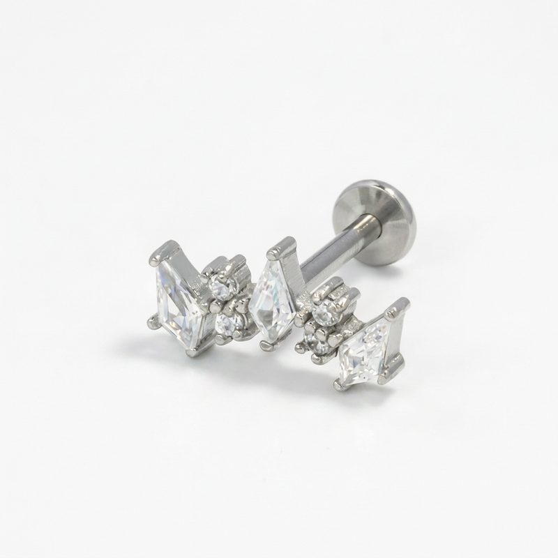 Piercing con punte e zirconi in Acciaio Chirurgico 316L - Piercing per lobo, helix, forward helix, conch, flat, tragus
