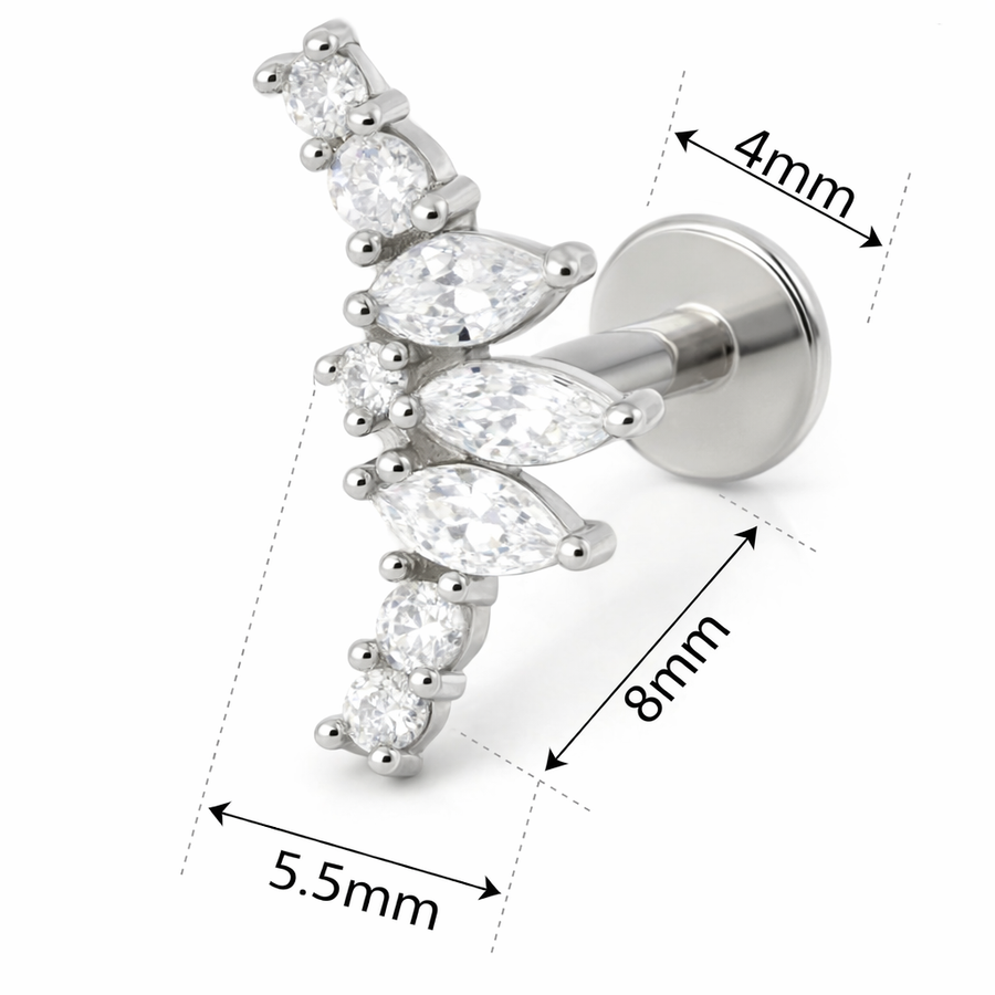Piercing con zirconi in acciaio chirurgico 316L - Piercing per lobo, helix, forward helix, conch, flat, tragus