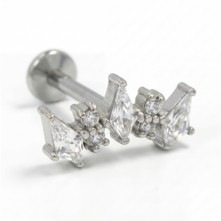 Piercing con punte e zirconi in Acciaio Chirurgico 316L - Piercing per lobo, helix, forward helix, conch, flat, tragus